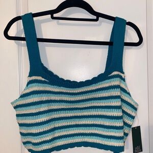 Wild Fable Teal and White Knit Top
